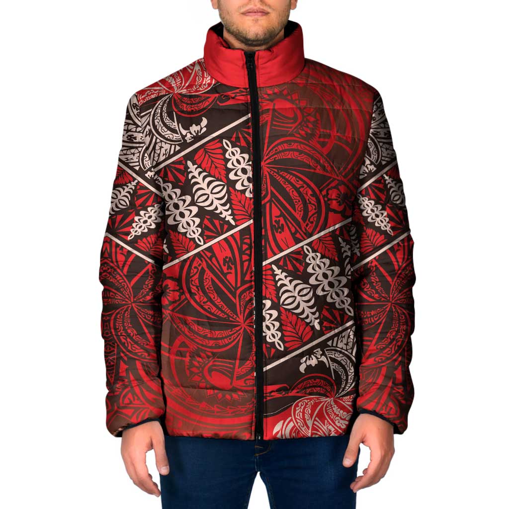 Vintage Ngatu Tribal Tonga Pattern Padded Jacket - Polynesian Pride