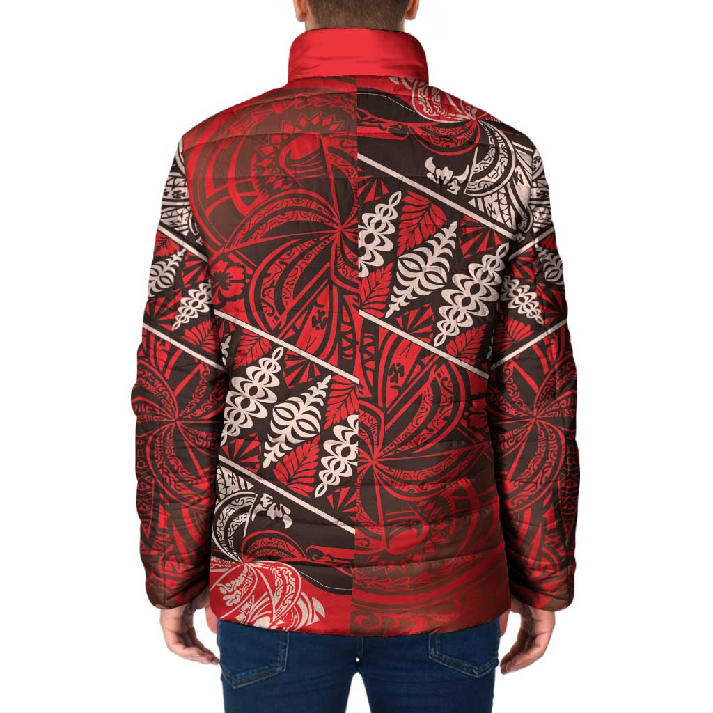 Vintage Ngatu Tribal Tonga Pattern Padded Jacket - Polynesian Pride