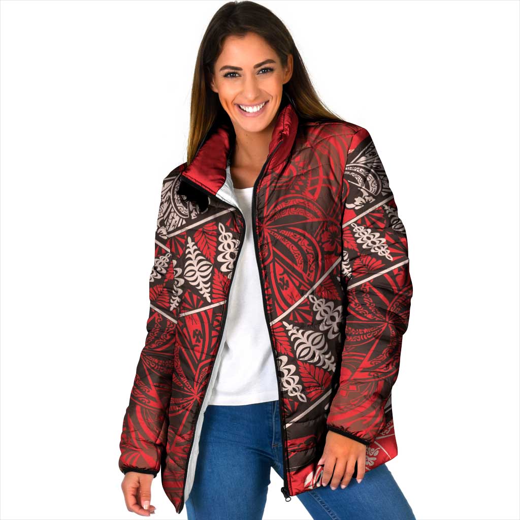 Vintage Ngatu Tribal Tonga Pattern Padded Jacket - Polynesian Pride