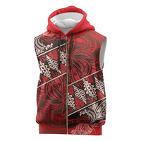 Vintage Ngatu Tribal Tonga Pattern Sleeveless Zip Hoodie - Polynesian Pride