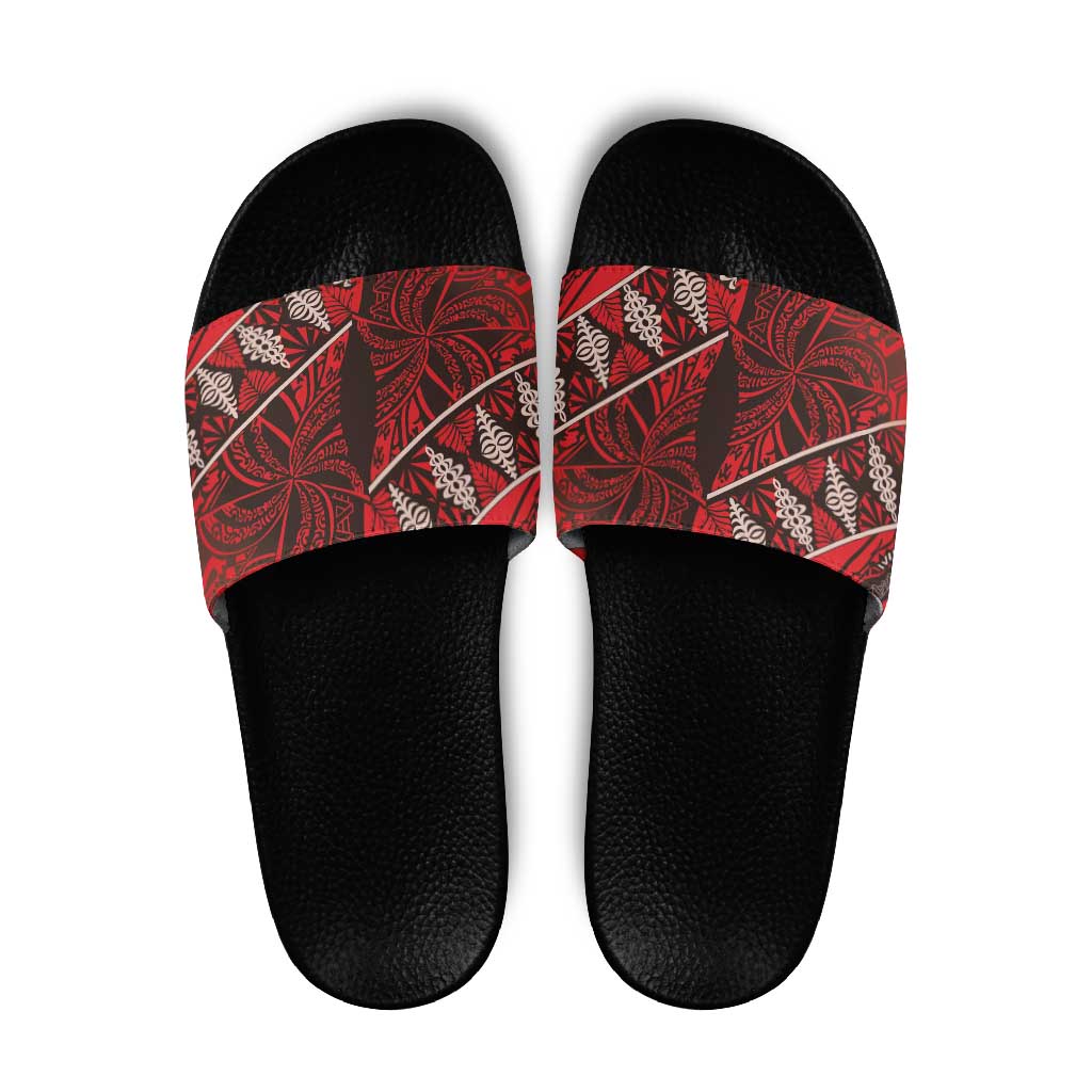 Vintage Ngatu Tribal Tonga Pattern Slide Sandals - Polynesian Pride