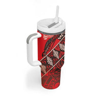 Vintage Ngatu Tribal Tonga Pattern Tumbler With Handle - Polynesian Pride