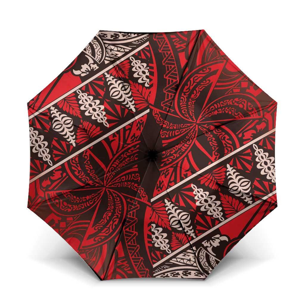 Vintage Ngatu Tribal Tonga Pattern Umbrella - Polynesian Pride
