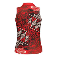 Vintage Ngatu Tribal Tonga Pattern Women Sleeveless Polo Shirt - Polynesian Pride