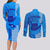 Strong Maui Couples Matching Long Sleeve Bodycon Dress and Long Sleeve Button Shirts Good Living Hawaii with Shaka Sign Kakau Tribal Blue LT9 - Polynesian Pride