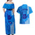 Strong Maui Couples Matching Off Shoulder Maxi Dress and Hawaiian Shirt Good Living Hawaii with Shaka Sign Kakau Tribal Blue LT9 - Polynesian Pride