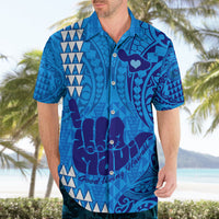 Strong Maui Hawaiian Shirt Good Living Hawaii with Shaka Sign Kakau Tribal Blue LT9 - Polynesian Pride
