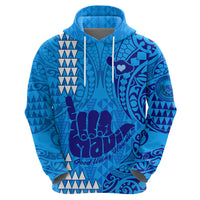 Strong Maui Hoodie Good Living Hawaii with Shaka Sign Kakau Tribal Blue LT9 - Polynesian Pride