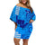 Strong Maui Off Shoulder Short Dress Good Living Hawaii with Shaka Sign Kakau Tribal Blue LT9 Women Blue - Polynesian Pride