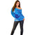 Strong Maui Off Shoulder Sweater Good Living Hawaii with Shaka Sign Kakau Tribal Blue LT9 - Polynesian Pride