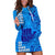 Personalised Strong Maui Hoodie Dress Good Living Hawaii with Shaka Sign Kakau Tribal Blue LT9 Blue - Polynesian Pride