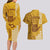 Strong Maui Couples Matching Long Sleeve Bodycon Dress and Hawaiian Shirt Good Living Hawaii with Shaka Sign Kakau Tribal Gold LT9 - Polynesian Pride