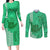 Strong Maui Couples Matching Long Sleeve Bodycon Dress and Long Sleeve Button Shirts Good Living Hawaii with Shaka Sign Kakau Tribal Green LT9 Green - Polynesian Pride