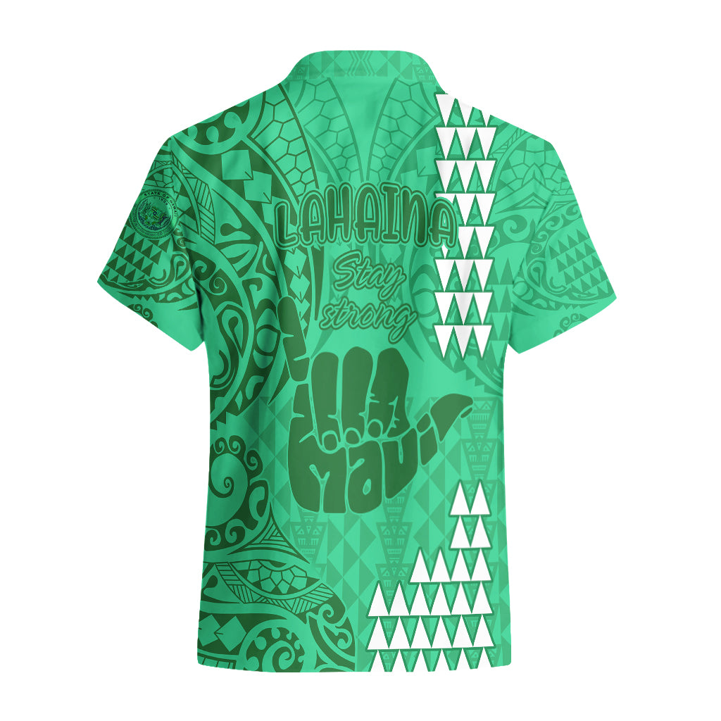 Strong Maui Hawaiian Shirt Good Living Hawaii with Shaka Sign Kakau Tribal Green LT9 - Polynesian Pride