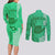 Personalised Strong Maui Couples Matching Long Sleeve Bodycon Dress and Long Sleeve Button Shirts Good Living Hawaii with Shaka Sign Kakau Tribal Green LT9 - Polynesian Pride