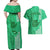 Personalised Strong Maui Couples Matching Off Shoulder Maxi Dress and Hawaiian Shirt Good Living Hawaii with Shaka Sign Kakau Tribal Green LT9 - Polynesian Pride