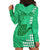 Personalised Strong Maui Hoodie Dress Good Living Hawaii with Shaka Sign Kakau Tribal Green LT9 - Polynesian Pride