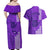 Strong Maui Couples Matching Off Shoulder Maxi Dress and Hawaiian Shirt Good Living Hawaii with Shaka Sign Kakau Tribal Purple LT9 - Polynesian Pride