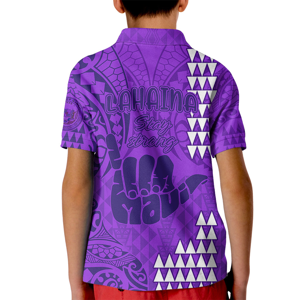 Strong Maui Kid Polo Shirt Good Living Hawaii with Shaka Sign Kakau Tribal Purple LT9 - Polynesian Pride