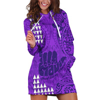 Personalised Strong Maui Hoodie Dress Good Living Hawaii with Shaka Sign Kakau Tribal Purple LT9 Purple - Polynesian Pride