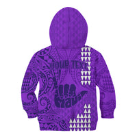 Personalised Strong Maui Kid Hoodie Good Living Hawaii with Shaka Sign Kakau Tribal Purple LT9 - Polynesian Pride