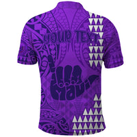 Personalised Strong Maui Polo Shirt Good Living Hawaii with Shaka Sign Kakau Tribal Purple LT9 - Polynesian Pride