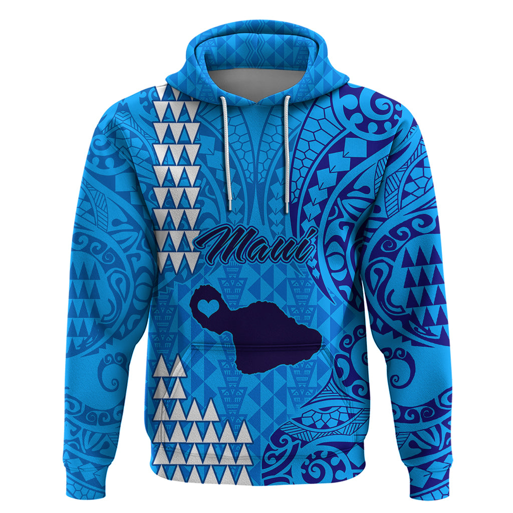 Maui Island Hoodie Kakau Tribal Mixed Polynesian Pattern Blue LT9 Blue - Polynesian Pride