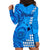 Maui Island Hoodie Dress Kakau Tribal Mixed Polynesian Pattern Blue LT9 - Polynesian Pride