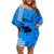 Maui Island Off Shoulder Short Dress Kakau Tribal Mixed Polynesian Pattern Blue LT9 Women Blue - Polynesian Pride