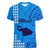 Maui Island Women V Neck T Shirt Kakau Tribal Mixed Polynesian Pattern Blue LT9 Female Blue - Polynesian Pride