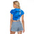 Personalised Maui Island Raglan Cropped T Shirt Kakau Tribal Mixed Polynesian Pattern Blue LT9 - Polynesian Pride