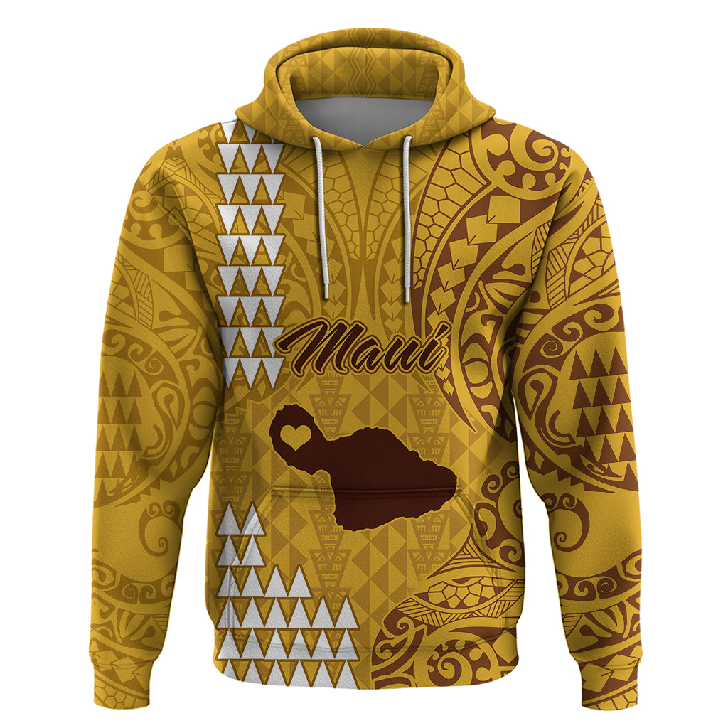 Maui Island Hoodie Kakau Tribal Mixed Polynesian Pattern Gold LT9 Gold - Polynesian Pride