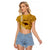 Maui Island Raglan Cropped T Shirt Kakau Tribal Mixed Polynesian Pattern Gold LT9 Female Gold - Polynesian Pride