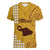 Maui Island Women V Neck T Shirt Kakau Tribal Mixed Polynesian Pattern Gold LT9 Female Gold - Polynesian Pride