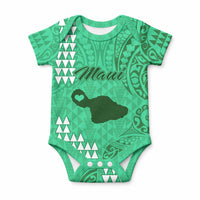 Maui Island Baby Onesie Kakau Tribal Mixed Polynesian Pattern Green LT9 Green - Polynesian Pride
