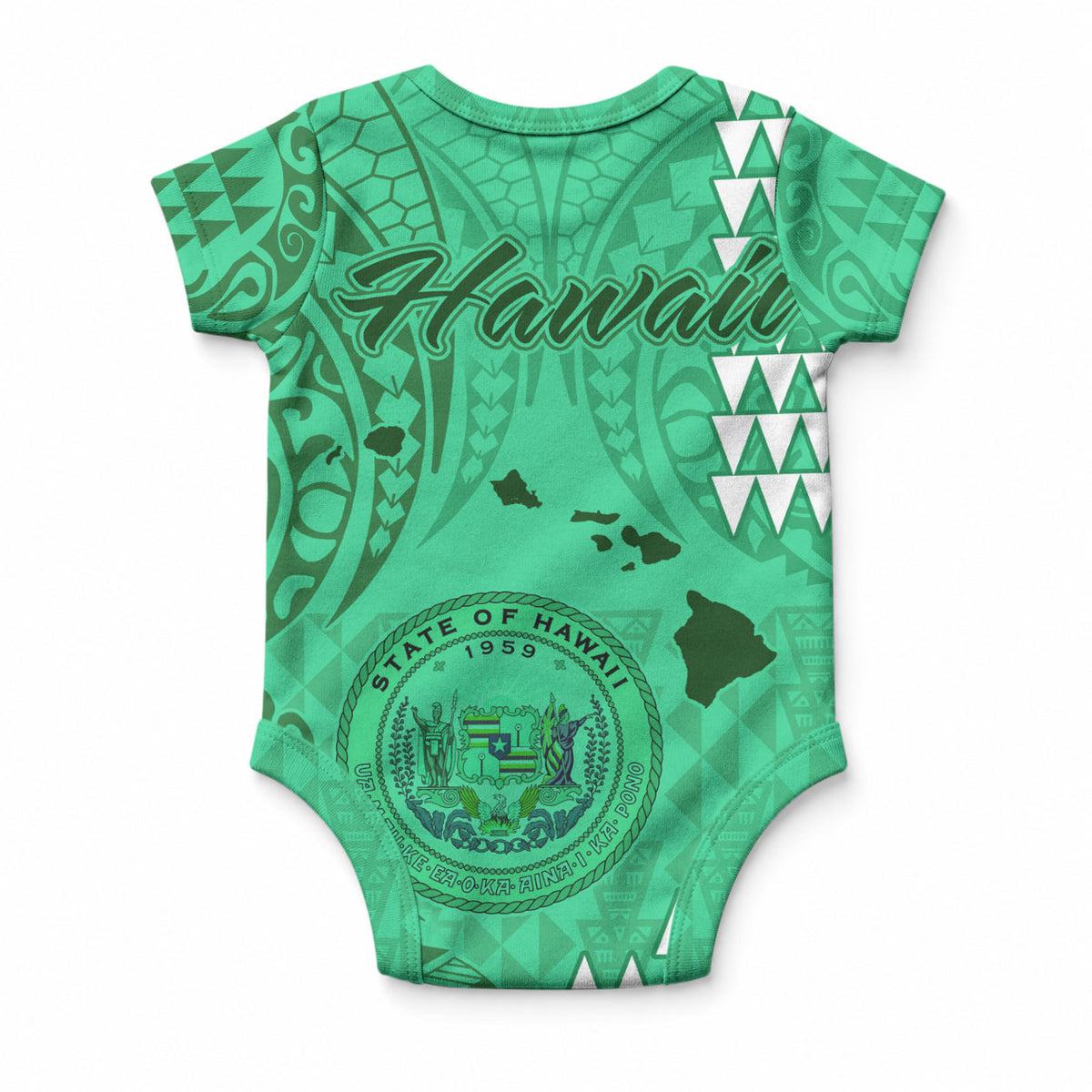 Maui Island Baby Onesie Kakau Tribal Mixed Polynesian Pattern Green LT9 - Polynesian Pride