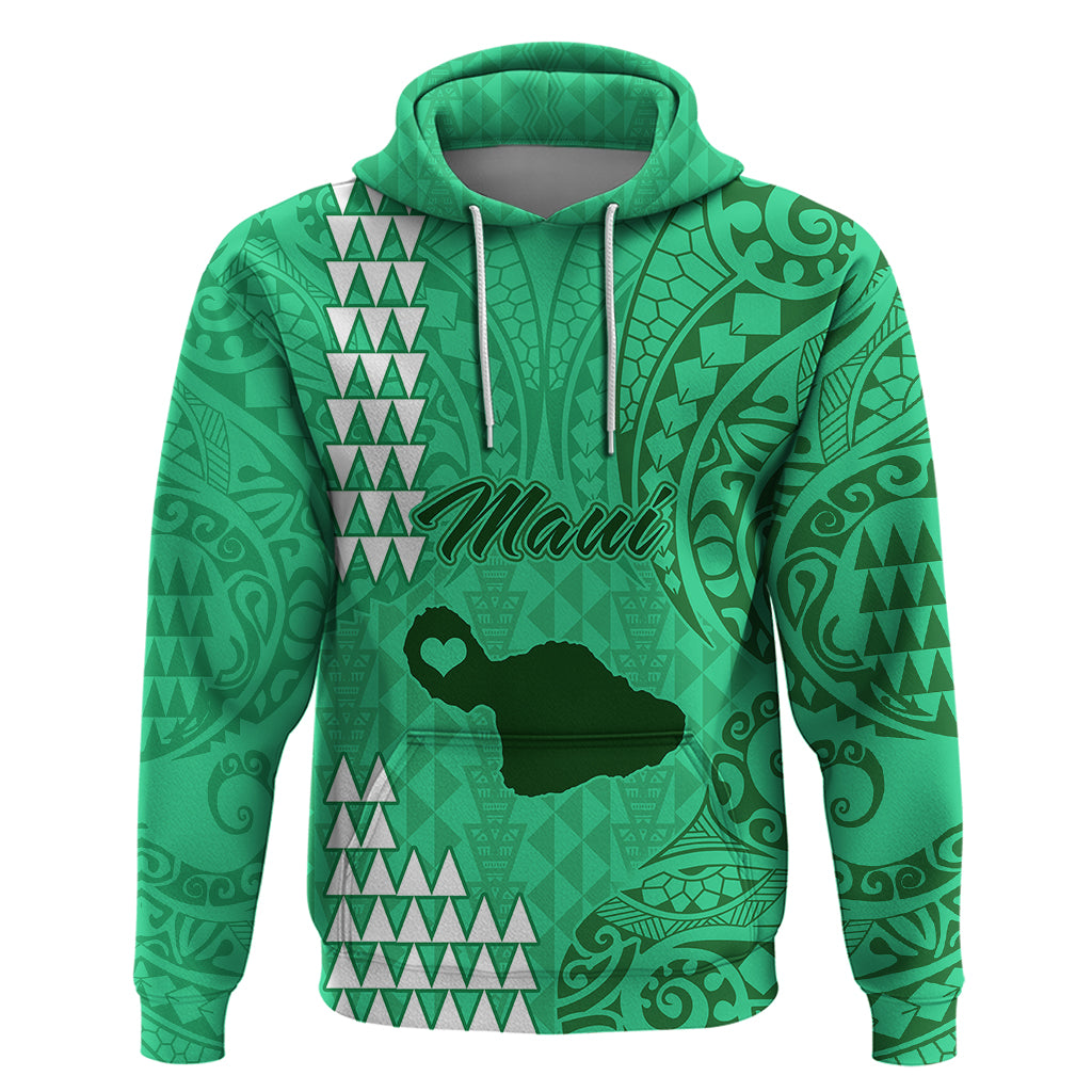 Maui Island Hoodie Kakau Tribal Mixed Polynesian Pattern Green LT9 Green - Polynesian Pride