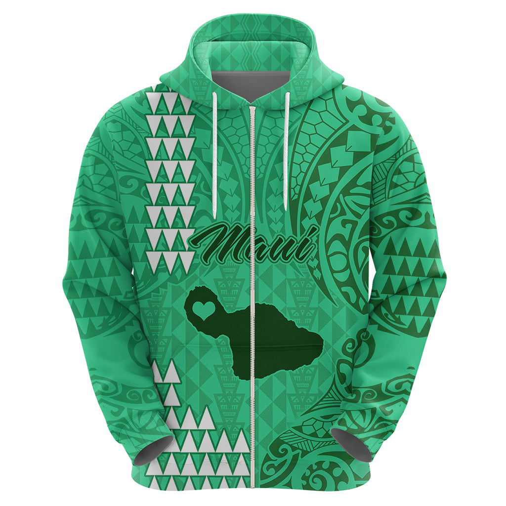 Maui Island Hoodie Kakau Tribal Mixed Polynesian Pattern Green LT9 - Polynesian Pride