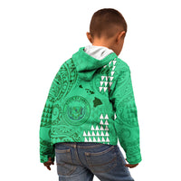 Maui Island Kid Hoodie Kakau Tribal Mixed Polynesian Pattern Green LT9 - Polynesian Pride