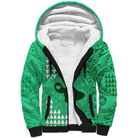Maui Island Sherpa Hoodie Kakau Tribal Mixed Polynesian Pattern Green LT9 Unisex Green - Polynesian Pride