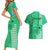 Personalised Maui Island Couples Matching Short Sleeve Bodycon Dress and Hawaiian Shirt Kakau Tribal Mixed Polynesian Pattern Green LT9 - Polynesian Pride