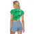 Personalised Maui Island Raglan Cropped T Shirt Kakau Tribal Mixed Polynesian Pattern Green LT9 - Polynesian Pride