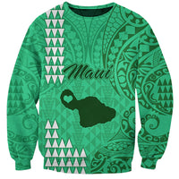 Personalised Maui Island Sweatshirt Kakau Tribal Mixed Polynesian Pattern Green LT9 Unisex Green - Polynesian Pride