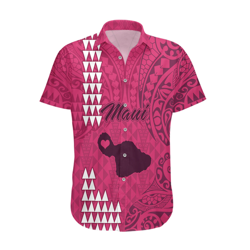 Maui Island Hawaiian Shirt Kakau Tribal Mixed Polynesian Pattern Pink LT9 Pink - Polynesian Pride