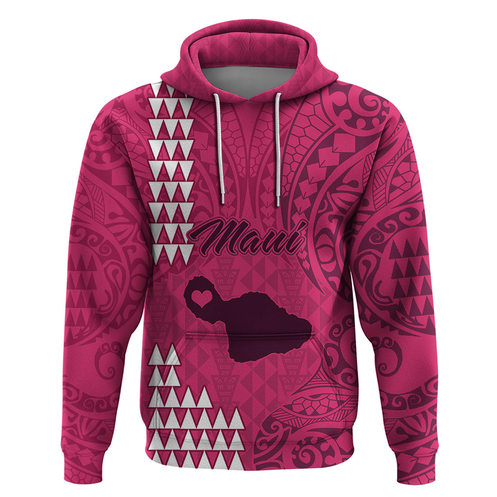 Maui Island Hoodie Kakau Tribal Mixed Polynesian Pattern Pink LT9 Pink - Polynesian Pride