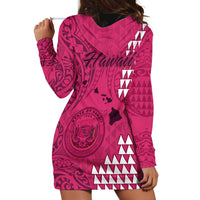 Maui Island Hoodie Dress Kakau Tribal Mixed Polynesian Pattern Pink LT9 - Polynesian Pride