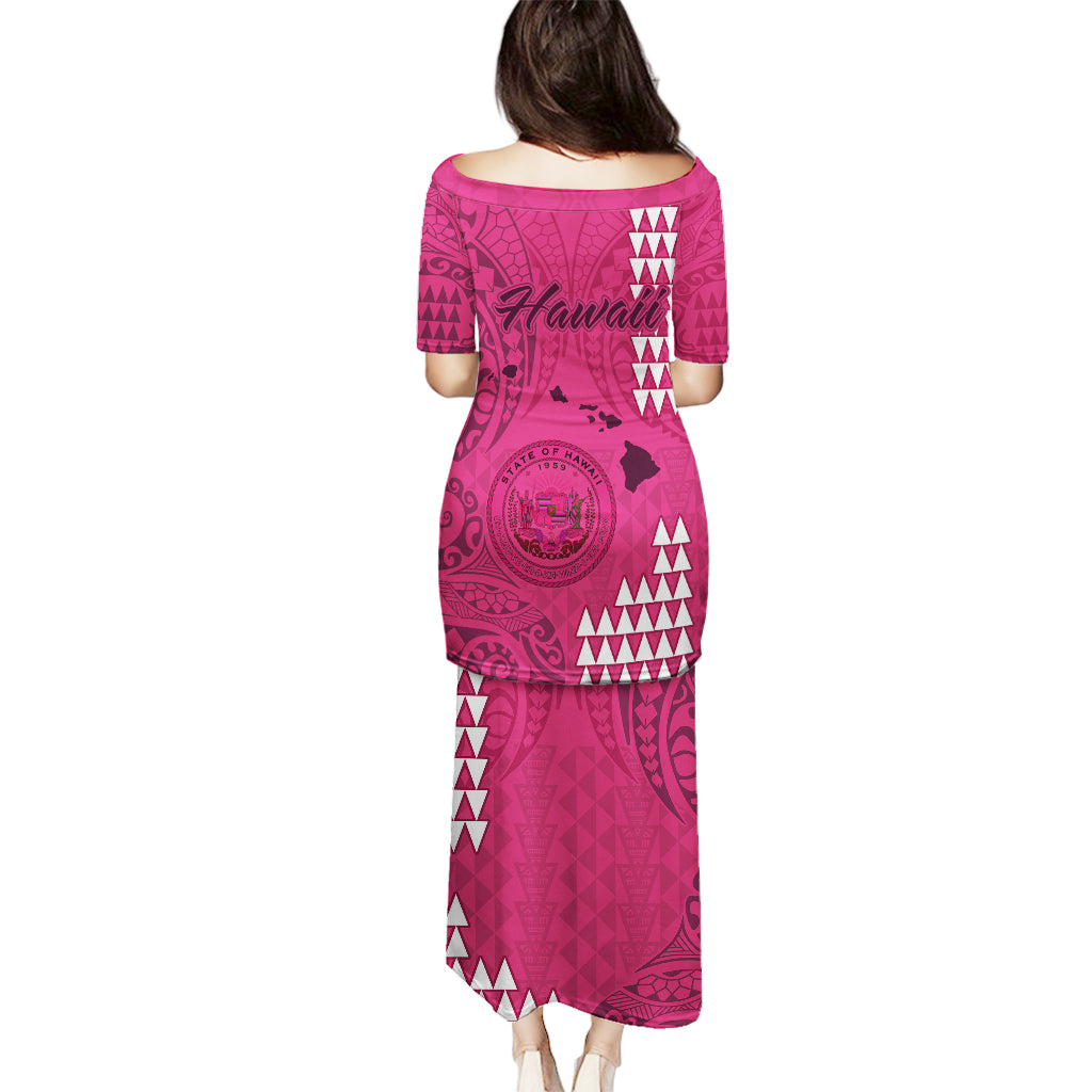 Maui Island Puletasi Kakau Tribal Mixed Polynesian Pattern Pink LT9 - Polynesian Pride