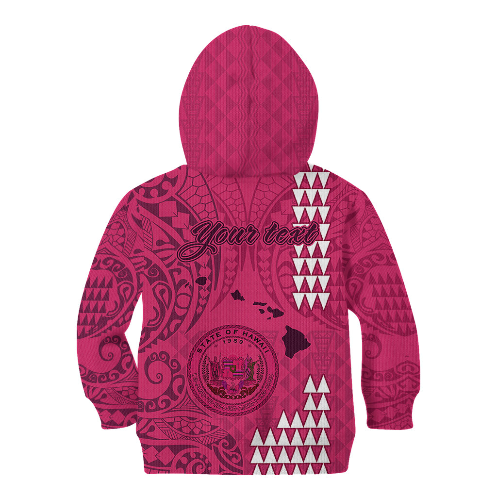 Personalised Maui Island Kid Hoodie Kakau Tribal Mixed Polynesian Pattern Pink LT9 - Polynesian Pride