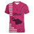 Personalised Maui Island Women V Neck T Shirt Kakau Tribal Mixed Polynesian Pattern Pink LT9 Female Pink - Polynesian Pride