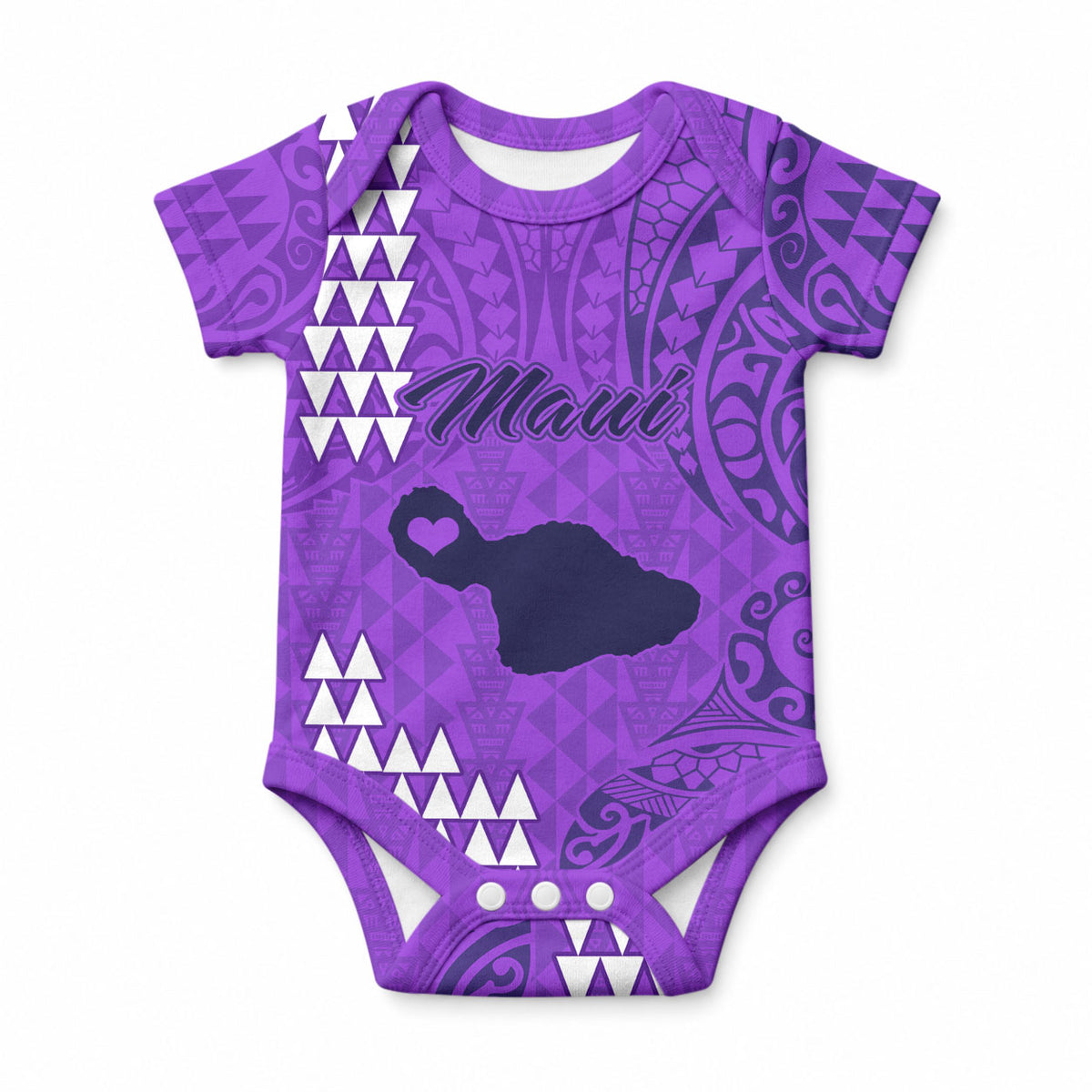 Maui Island Baby Onesie Kakau Tribal Mixed Polynesian Pattern Purple LT9 Purple - Polynesian Pride